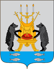 Герб Новгорода Великого на витраже собора ганзейского города Анклам